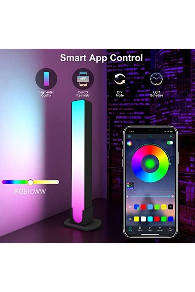 Smart LED Light Bar, RGB Smart LED Lamp with 12 Dynamic Modes and Music Sync Modes, Bluetoot - 2