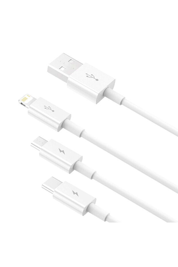 3 in 1 Data Cable, 3.5A, 0.5m Baseus, White - 2