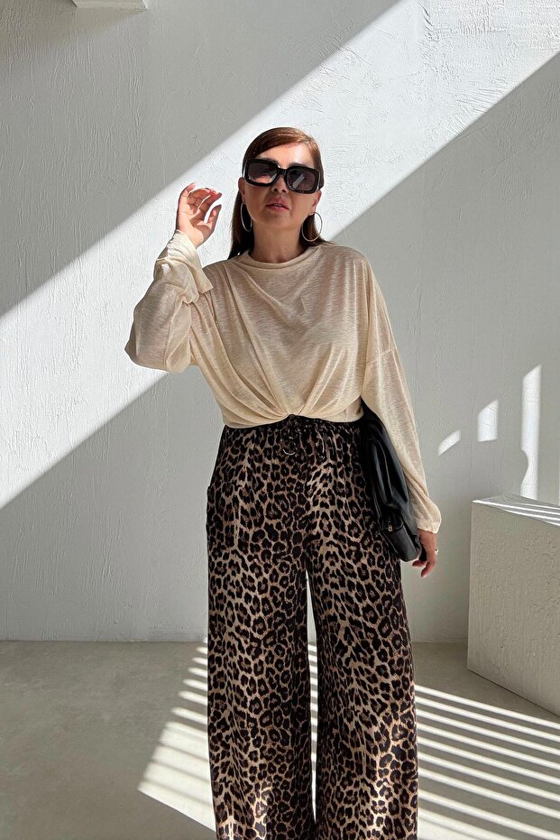 Bej İnce Basic Bluz - 5