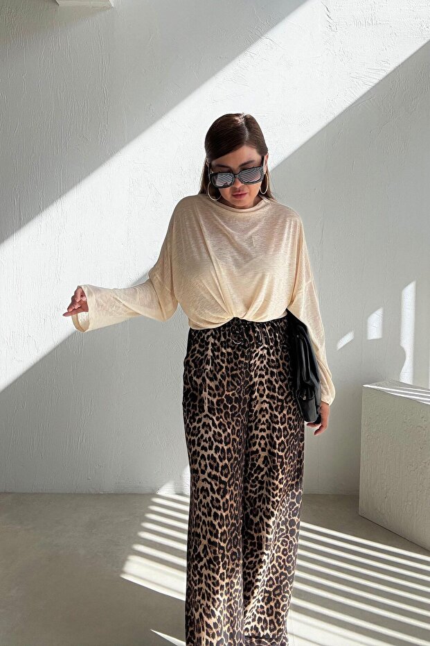 Bej İnce Basic Bluz - 3