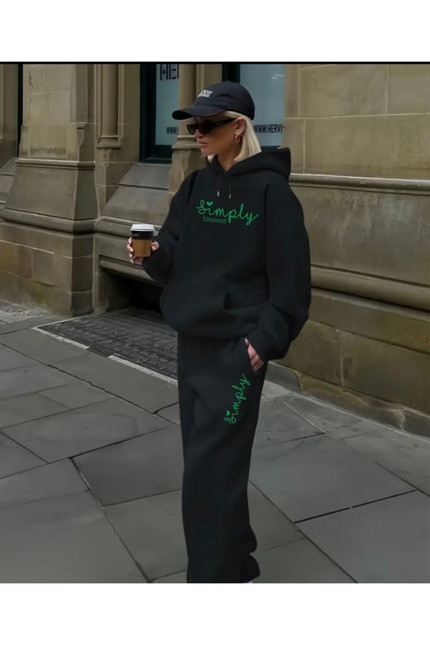 Simply Blessed Baskili Unisex Women/Men Hoodie Oversize Bottom/Up Tracksuit Set