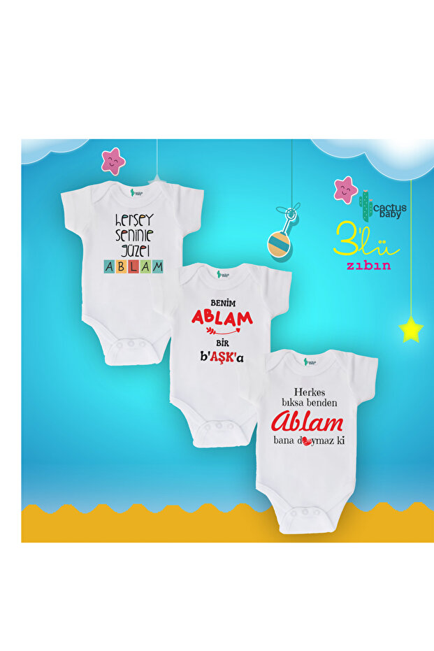 Cactus Baby Abla Written Baby Gift Set Baby Bodysuit 3 Pieces