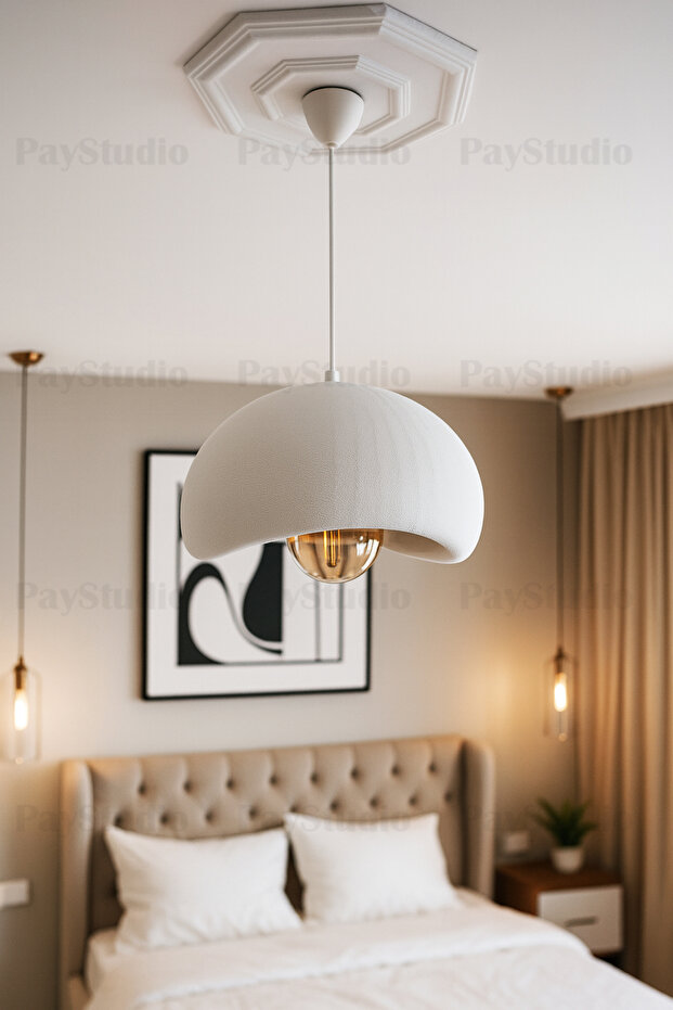 Beton Görünüm Tekli Sarkıt Avize Bohem Modern Rustik (G95 Ampül Dahildir.) - 4