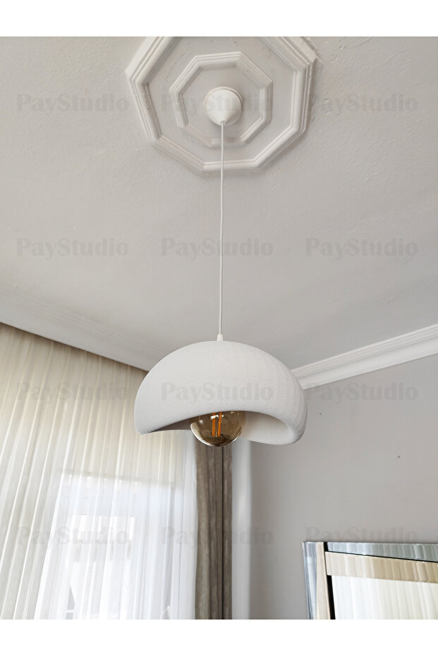 Beton Görünüm Tekli Sarkıt Avize Bohem Modern Rustik (G95 Ampül Dahildir.) - 5