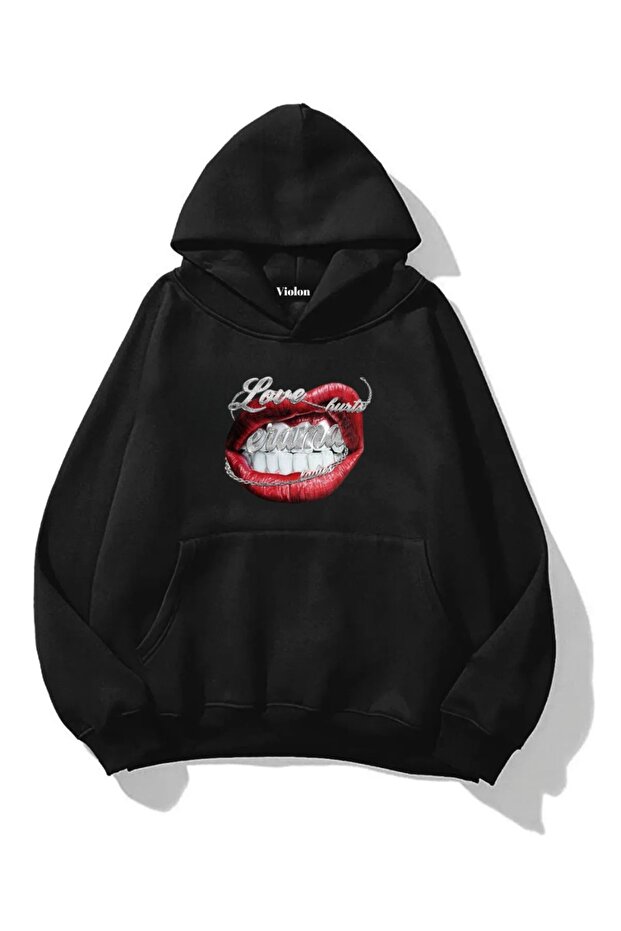 سويت شيرت شتوي للجنسين بغطاء للرأس من Lips Lip Hooded