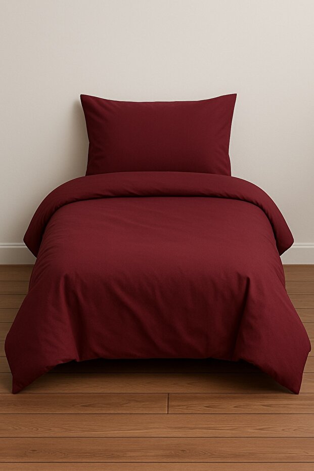 Single Solid Color Burgundy Duvet Cover + 1 Pillowcase