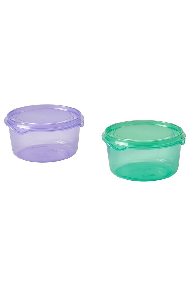 PRUTA Snack container with lid, lilac/green, 0.3 l