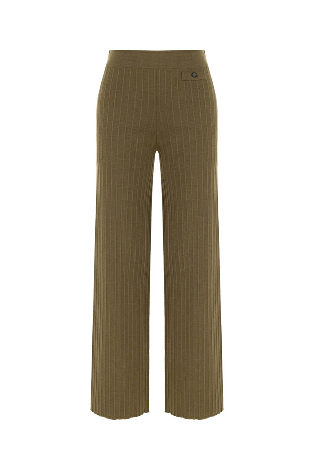 Extrafıne Merino Yün Karışımlı Triko Pantolon Olıvestone - 6