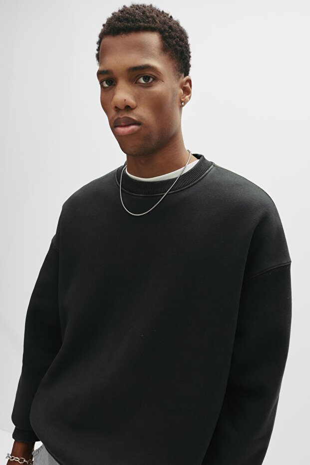 Yıkanmış boxy sweatshirt - 5
