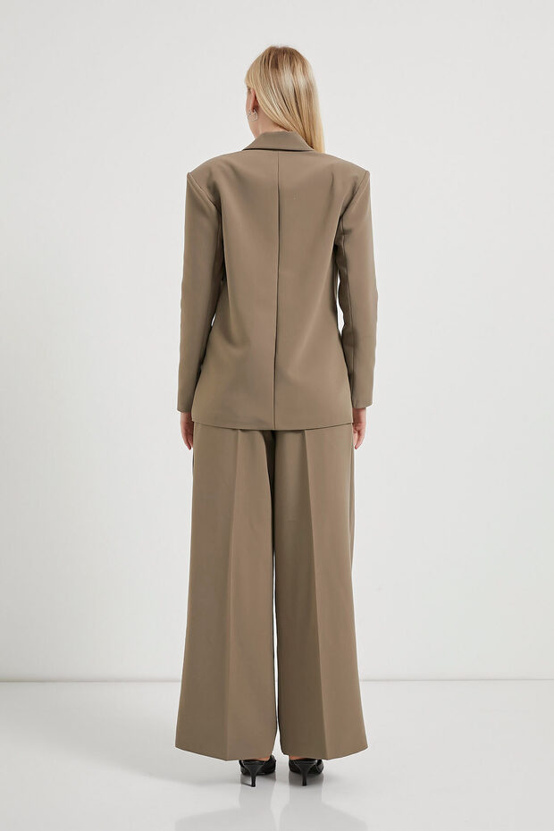 Kadın Çift Düğmeli Premium Basic Haki Blazer Ceket - 5