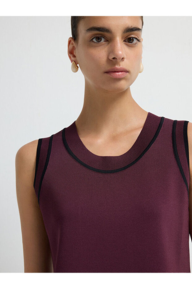 Şerit Detaylı Triko Bluz - 3