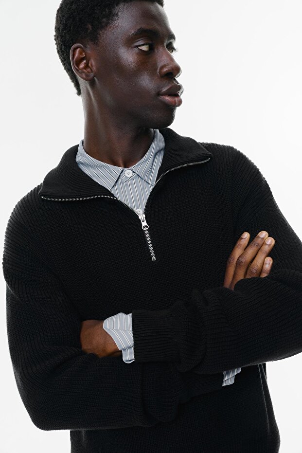 Fermuarlı yaka kazak - 5