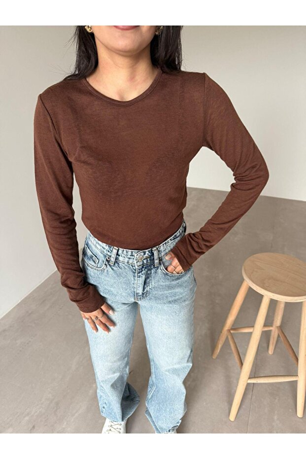 Coffee Basic Transparent Blouse - 2