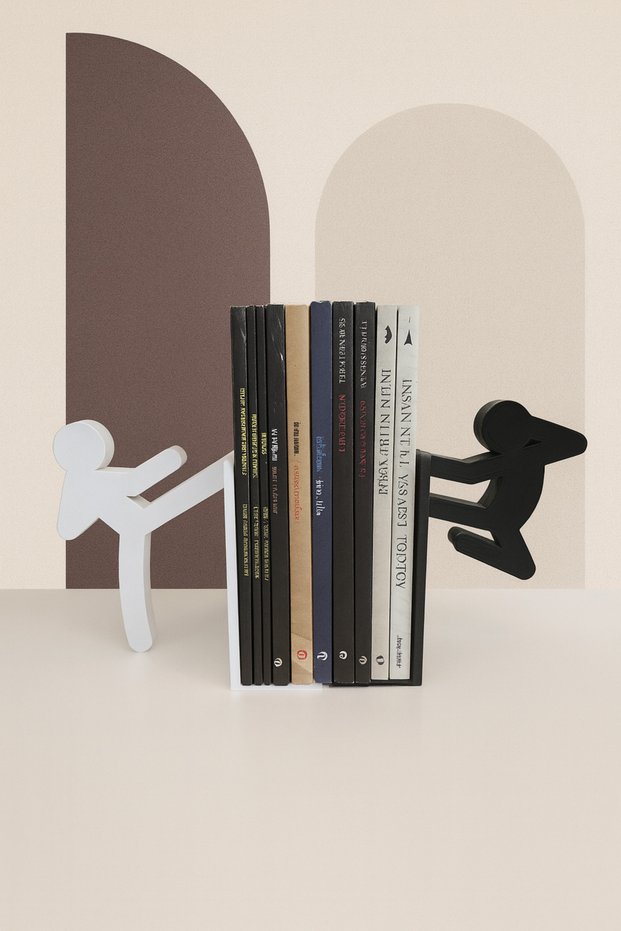 Book Holder with Kung Fu Figure Fun Decorative Bookshelf Accessory Tabletop Decor
