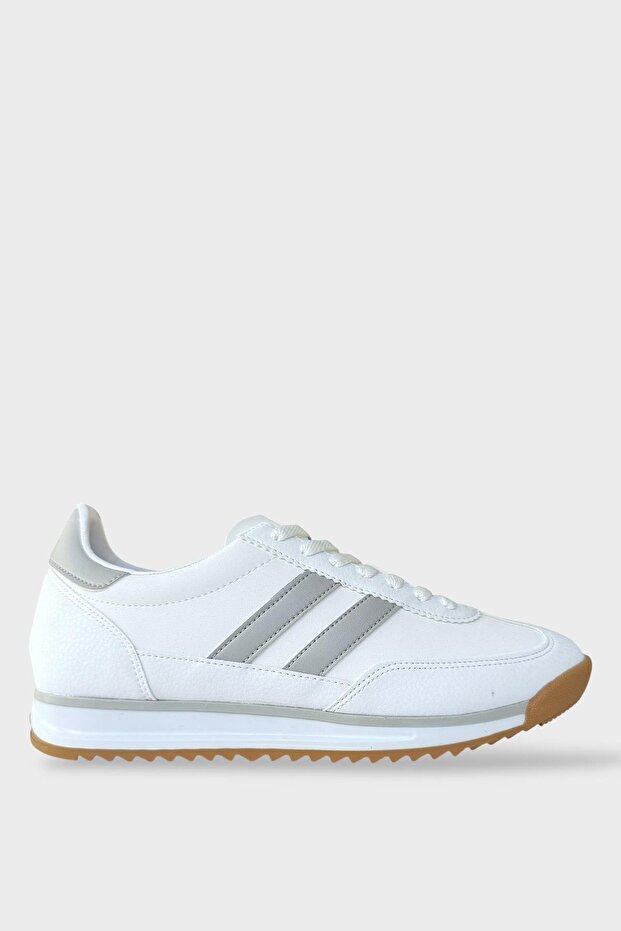 Men's Leather Casual Comfortable Sports Shoes White - Gray