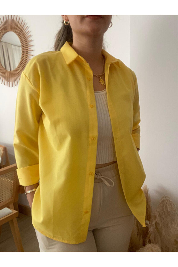 Kadın Oversize Basic Uzun Gömlek - 4