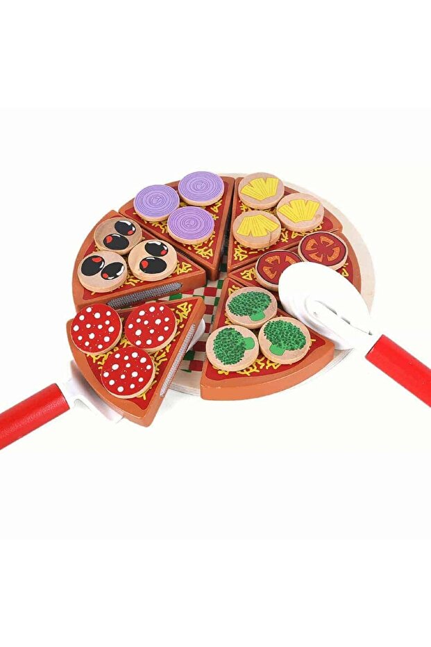 Educational wooden game Pizza Red with slicer - 2