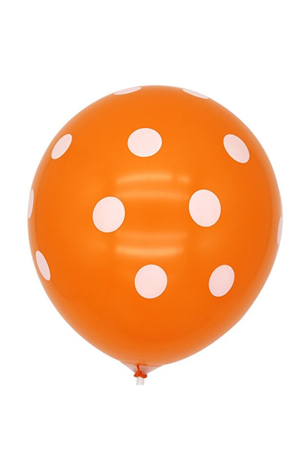 Set of 10 Latex Balloons, Flippy, Party Pattern with Polka Dots and Plains, 30 cm, Orange, 2.8 g - 3