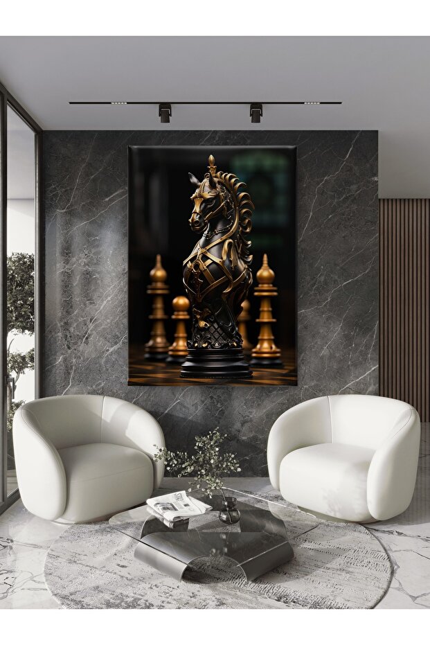 SATRANÇ TEMALI BASKILI KANVAS TABLO - 5