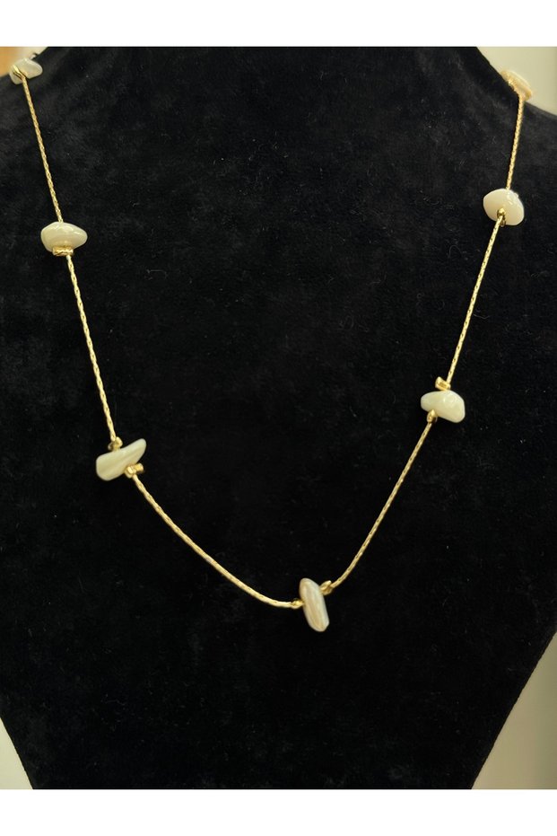 White Cracked Stone Chain Necklace