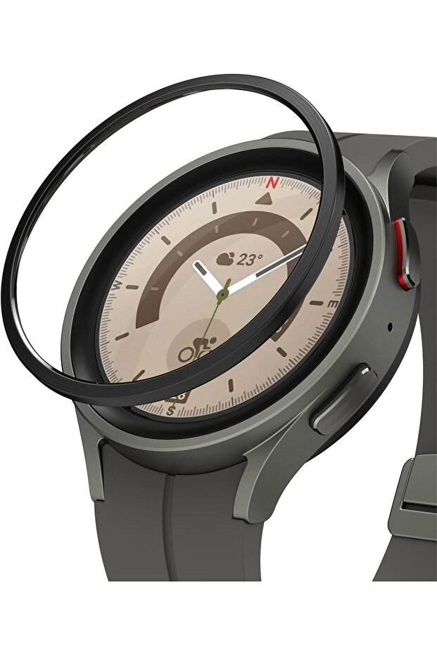 Samsung Galaxy Watch 5 Pro 45mm | Bezel Styling Case Adhesive Frame Ring Cover | Black 45 | 02