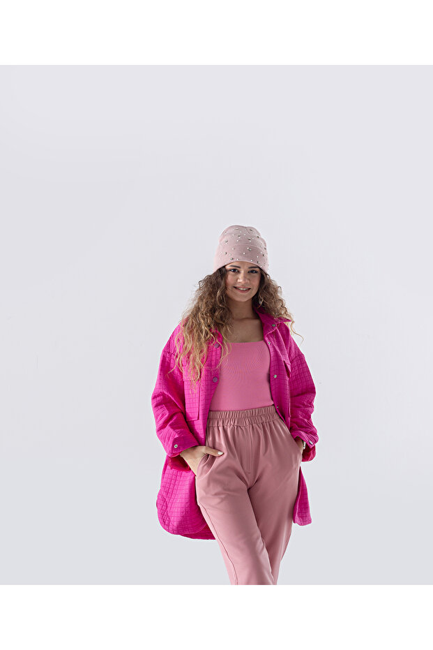 Jakar Kumaş Kare Desen Oversize Gömlek - 2