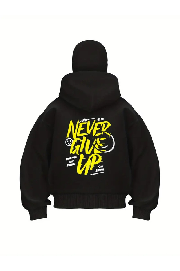 Never Give up Printed Snow Masked Ninja Unisex Sweatshirt Cardigan
