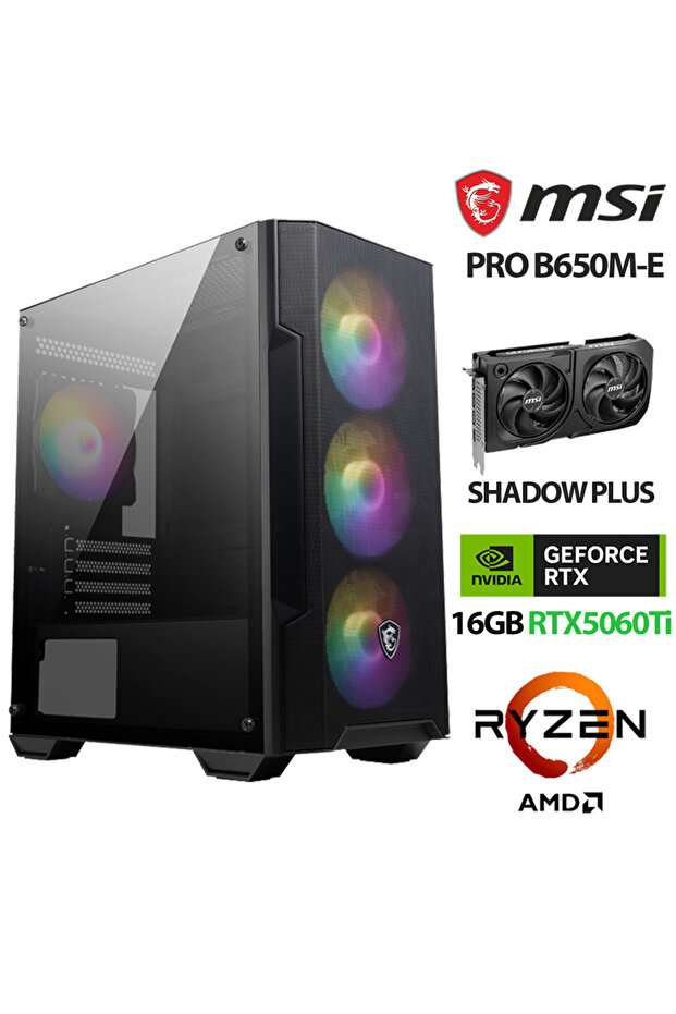 Force X8 Ryzen 5 8400F 32GB DDR5 Ram 1TB M.2 NVMe SSD 16GB RTX5060 Ti Masaüstü Oyuncu Hazır Sistem - 1