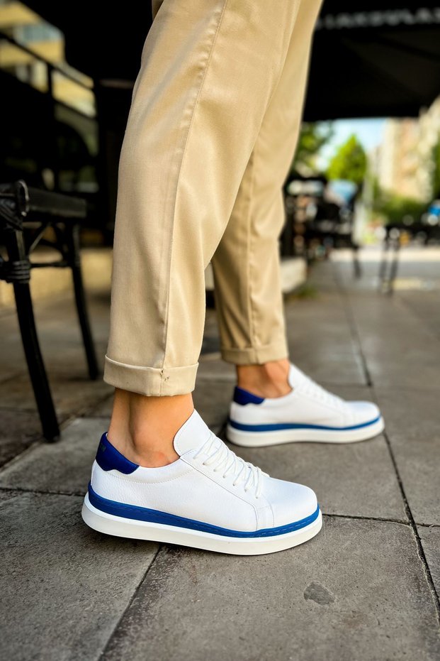 Ch979 - Santoni Gbt Sports Men's Shoes White/Blue