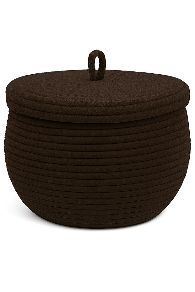 Rope Wicker Basket 17X21 cm for Kitchen, Bathroom and Home – Storage Basket Honeypot with Lid
