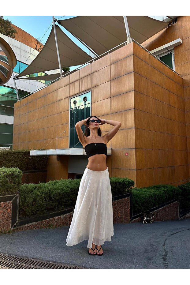 Godeli Maxi Etek Beyaz - 4