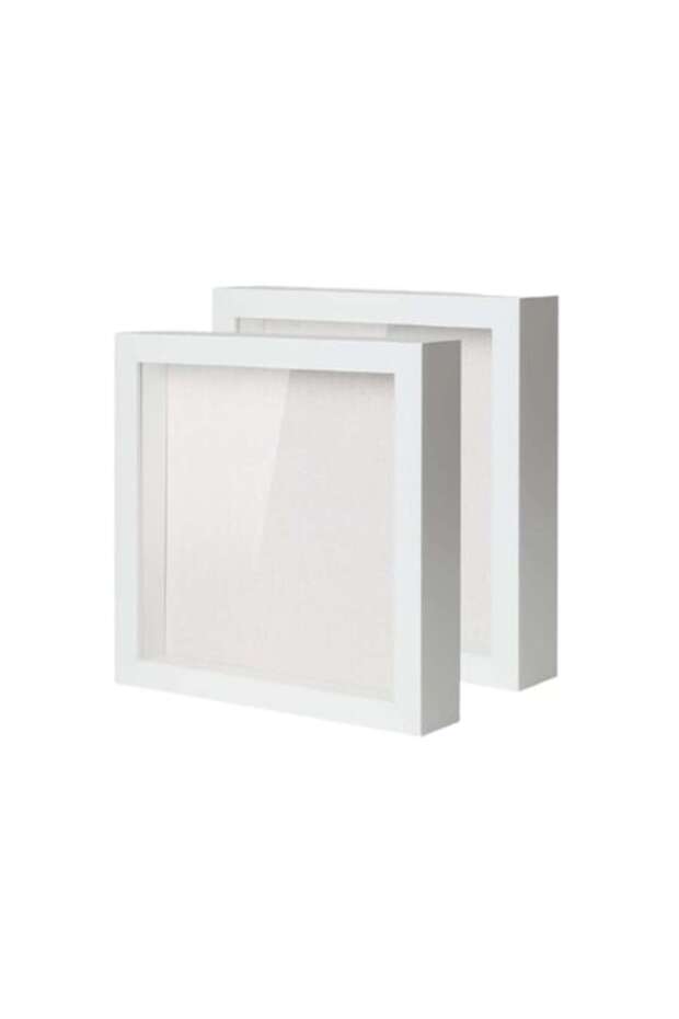 Set of 2 Pieces 3D Display Frame, White Wooden Frame, Deep, with Linen Background, Easy to Hang, Per - 1