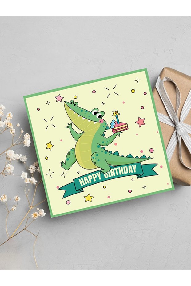 Happy Birthday Crocodile Greeting Card - Kids UV Card