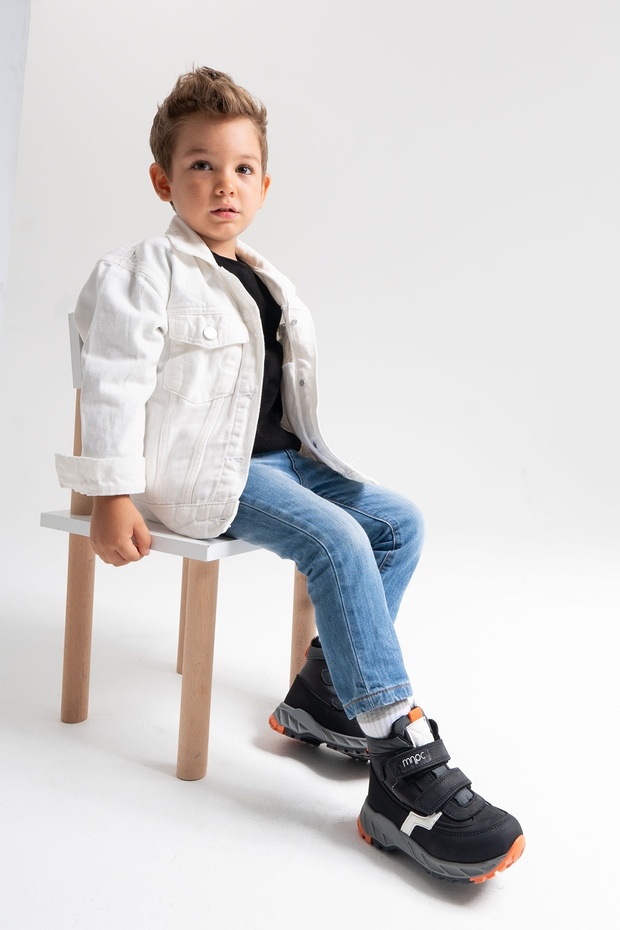 Erkek Çocuk Siyah Hakiki Deri Anatomik Günlük Bot - 3