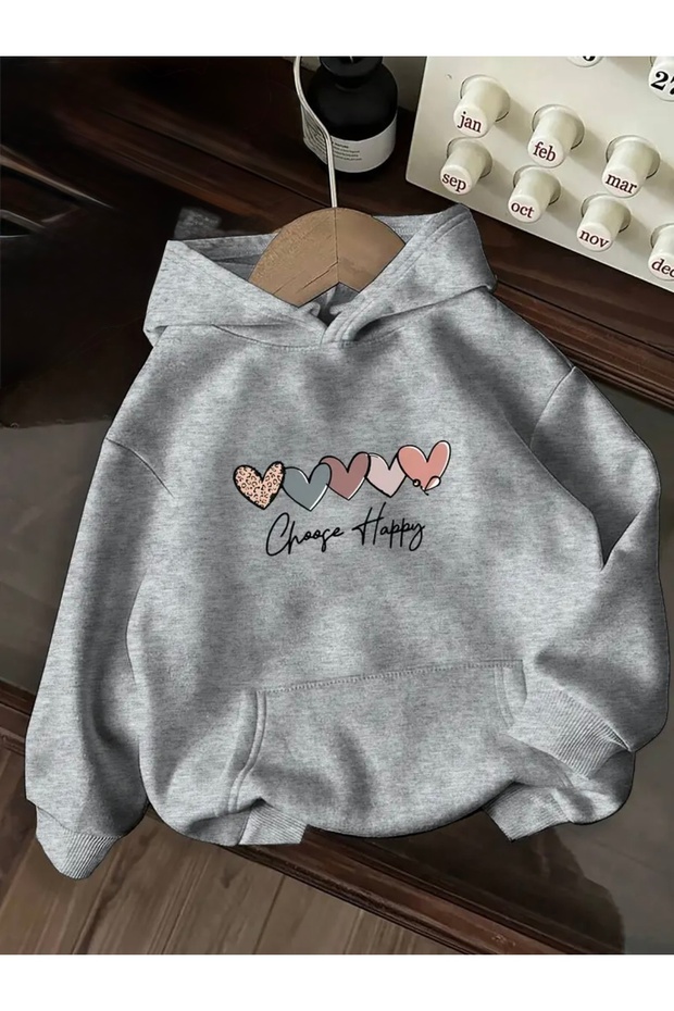 Choose Happy Printed Oversized Unisex Women/Men Hoodie Sweatshirt