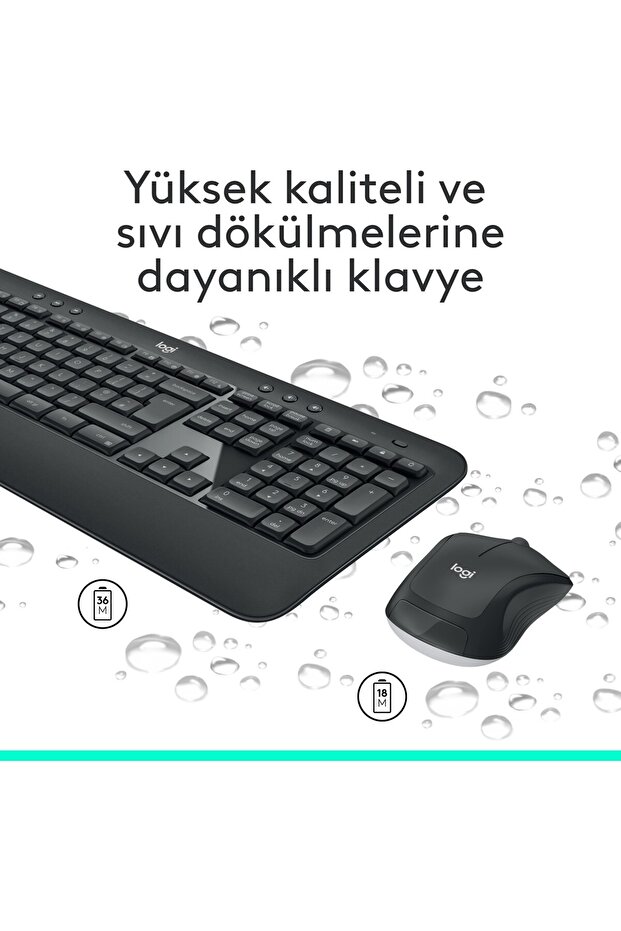 MK540 ADVANCED Kablosuz Türkçe Klavye Mouse Seti - Siyah - 7