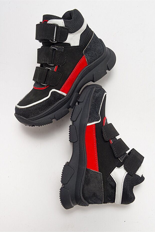 Erkek Çocuk Siyah Hakiki Deri Anatomik Günlük Bot - 5