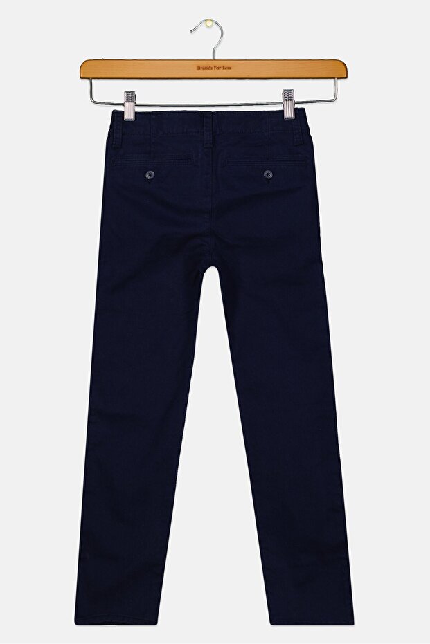 Kids Boy Solid Chino Pants, Navy - 2