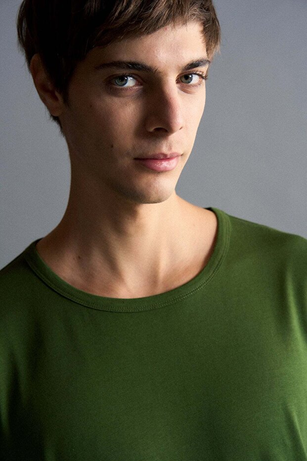 Basic Modal T-shirt - Haki - 4