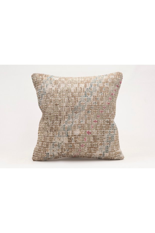 Vintage Throw Pillow Cover Made of Handmade Rug, Wool, 40X40 cm