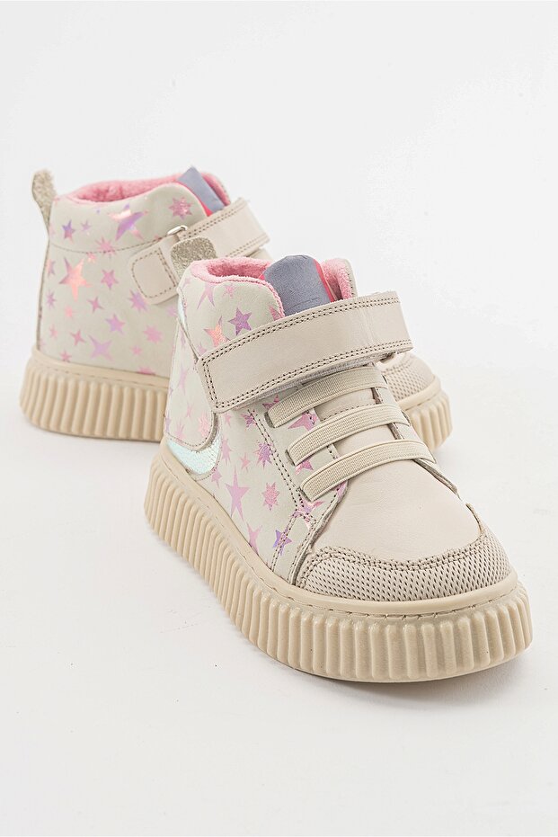 Kız Çocuk Bej Hakiki Deri Suya Dayanıklı Anatomik Günlük Bot - 4