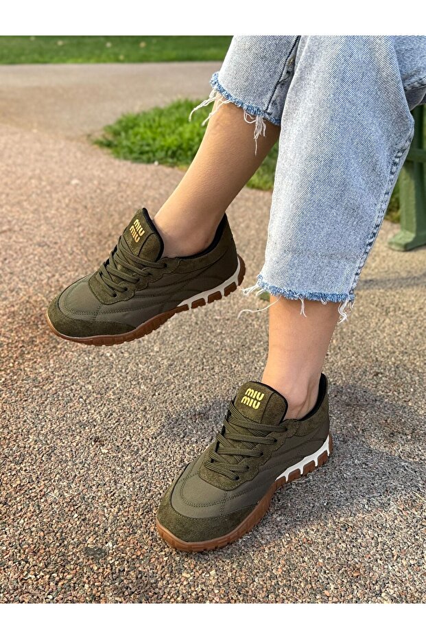 Kadın Bağcıklı Renkli Tabanlı Sneaker Yürüyüş Ayakkabısı - 3