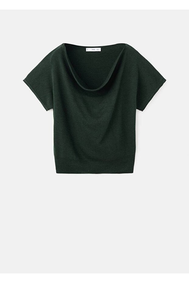 Drape yaka kısa kollu kazak - 3