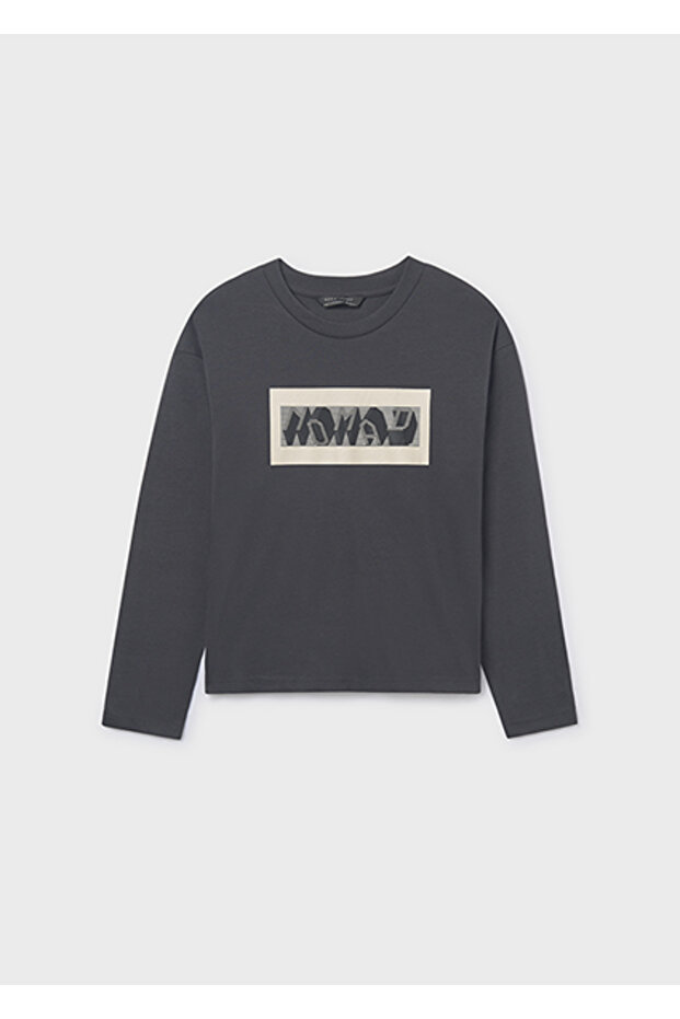 Gray Boy's Embossed Long Sleeve T-Shirt 7013