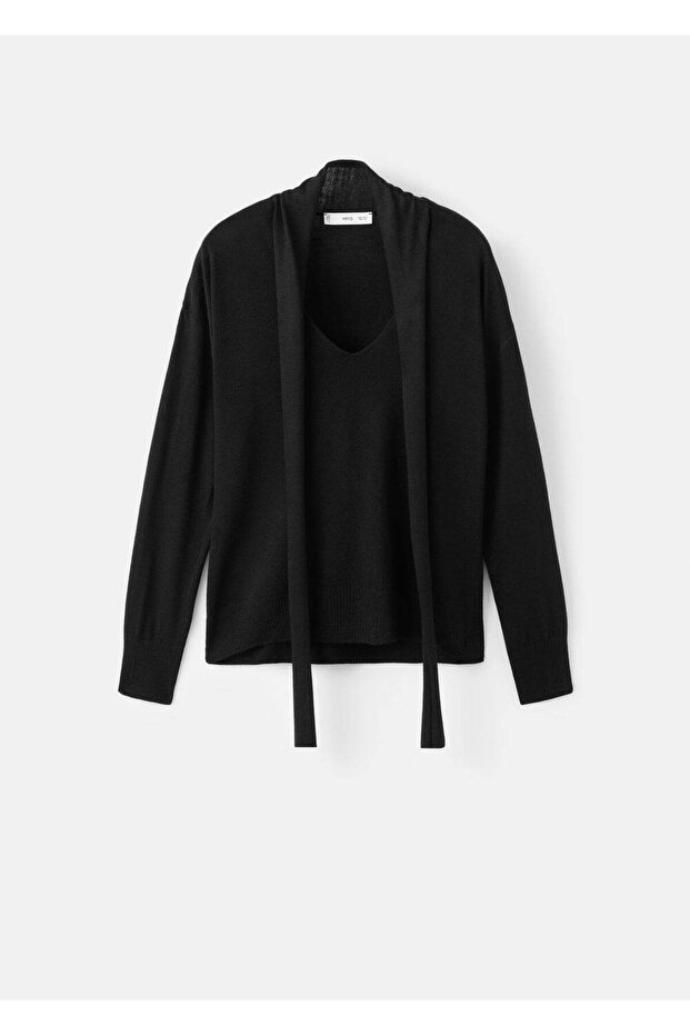 Fularlı V yaka kazak - 3