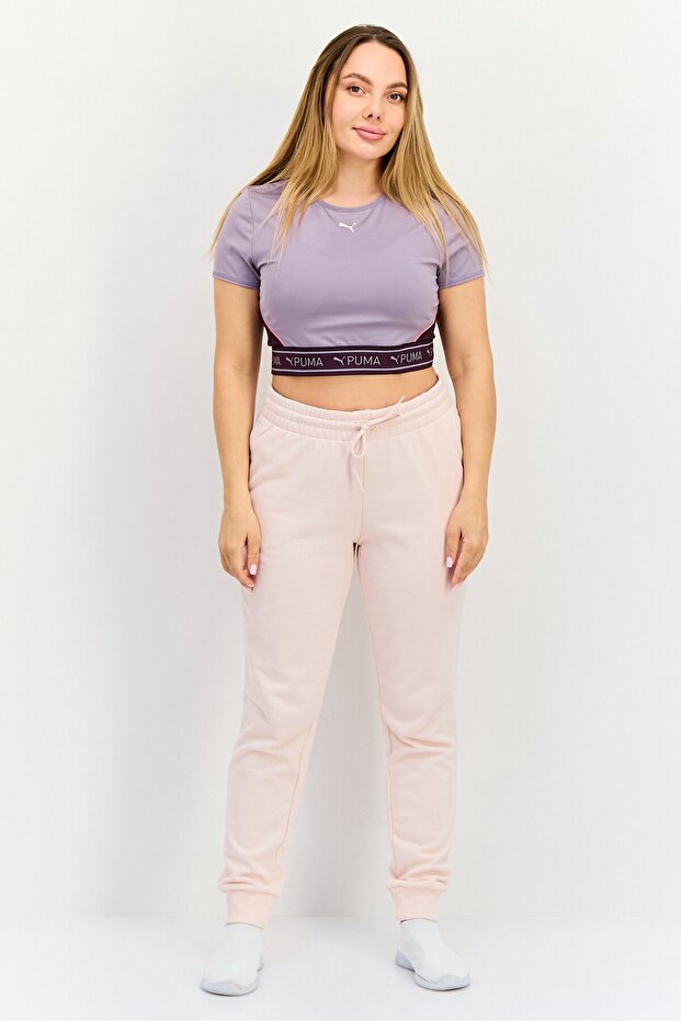 Women Sportswear Fit Short Sleeve Training Crop T-Shirt, Purple - 4