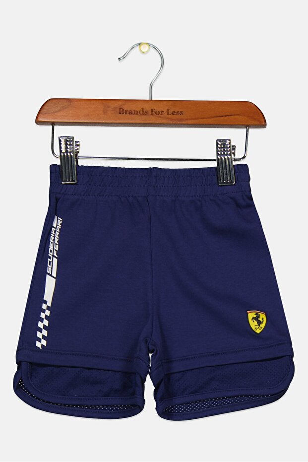 Toddlers Boy Pull On Brand Logo Shorts, Navy Blue