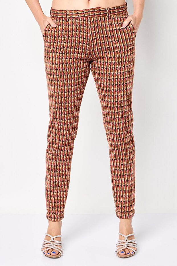 Women Regular Fit Plaid Straight Leg Pants, Multicolor