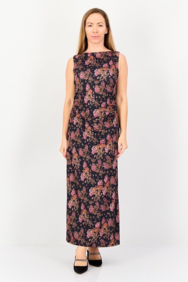 Women Floral Print Maxi Dress, Multicolor