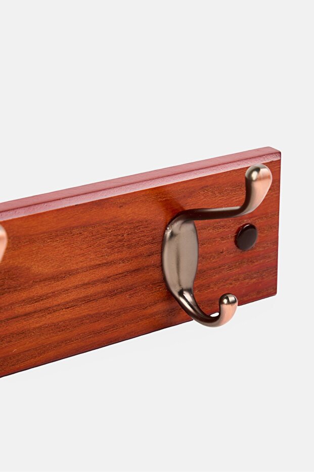 4 Hook Bronze Wall Hooks, Brown - 3